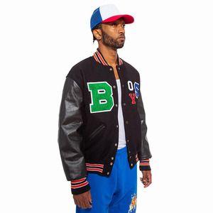 Lo último en chaqueta universitaria Letterman de lujo para hombre, chaqueta con cuello levantado de material de lana y tela con parche bordado de chenilla personalizado - Product Image 2