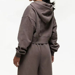 เสื้อฮู้ดผ้าถักสำหรับผู้หญิงเสื้อลำลองพิมพ์ลายตัวเลขตกไหล่ระบายอากาศเป็นมิตรต่อสิ่งแวดล้อมโลโก้ออกแบบได้ตามต้องการ - Product Image 2