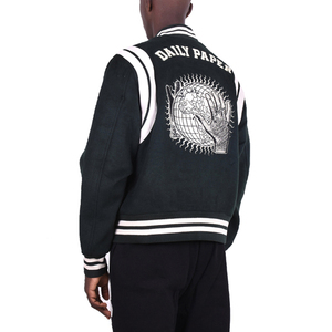 Chaqueta Universitaria Vintage con Logotipo Personalizado para Hombre, Cuello Alto, Temporada de Invierno, Parche Bordado, Estilo Masculino - Product Image 4