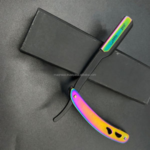 Navajas de Afeitar Profesionales Clásicas de Corte Recto con Logotipo Personalizado Rainbow Plasm, Plegables, de Acero Inoxidable Sostenible - Product Image 3