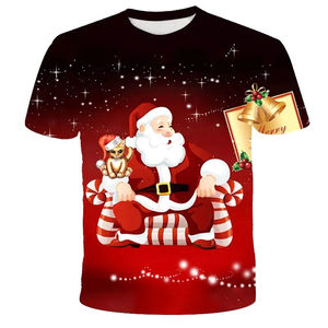 Stylish Quick Dry <b>Men's</b> <b>T</b>-<b>Shirts</b> <b>Christmas</b> Theme Printed Light Knitted 100% Polyester Wholesale Supply - Product Image 1