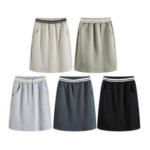 Falda de mezclilla de algodón negro sólido estilo imperio para mujer, pantalones informales con diseño de ombligo, transpirable y caliente para primavera - Product Image 6