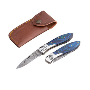 Navaja Plegable de Damasco con Hoja de Patrón Audaz y Mango Ergonómico Moderno, Navaja de Bolsillo de Acero de Damasco Artesanal - Product Image 1