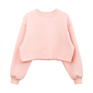 Customize Crop Long Sleeve Lady Fitness Crop <b>Top</b> Sweatshirt Pullover Cotton Fleece Workout Sweatshirt for Women - Product Image 1