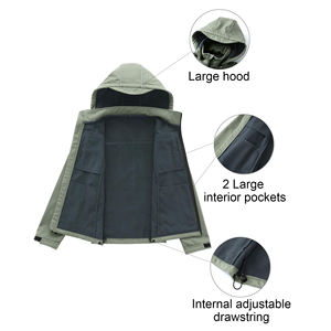 Vestes d'extérieur de couleur unie logo personnalisé coupe-vent imperméable manches longues veste softshell pour hommes - Product Image 3