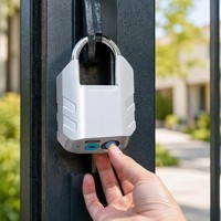 Candado Inteligente Biométrico de Aleación de Zinc con Huella Dactilar, Candado Digital Plateado para Puerta de Almacén