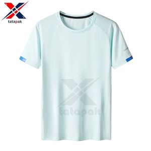 T-shirts à manches courtes en maille unie de qualité export, polyester/coton, col rond, écologiques, pour hommes, à porter au quotidien - Product Image 1