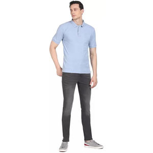 Ligne noire pour col polo T-shirts en coton pour hommes T-shirt solide respirant Logo broderie imprimé hommes pour polos - Product Image 4