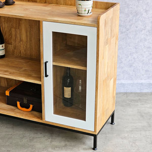 Armoire de salle à manger moderne 100x40x92cm en bois d'hévéa avec pieds en fer TPA008 Meubles - Product Image 5
