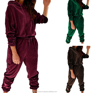 Ensemble de survêtement 2 pièces pour femme, écologique, hiver, taille élastique, coupe régulière, sweat-shirt et pantalon, streetwear, vêtements de sport - Product Image 5