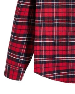 Chemise en flanelle à carreaux rouge et noir pour homme, fabriquée sur mesure, boutonnée, manches longues, décontractée, avec poche poitrine, tissu doux et chaud - Product Image 5