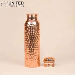 Bouteille d'eau en cuivre pur faite à la main en gros 100% à boire directement pour les amateurs de yoga et d'eau douce - Product Image 6