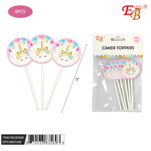 6 pezzi accessori per decorazioni a forma di unicorno 240 pezzi/c accessori per decorazioni per torta di compleanno a forma di fiore e numero per feste tipo regalo - Product Image 1