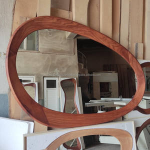 Espejo de Vanidad Redondo de Pared, Estilo Art Deco, Hecho a Mano con Madera Ecológica, con Marco de Madera Real de Haryana, Marca KALATRI - Product Image 2