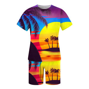 ชุดเสื้อยืดฮาวายและกางเกงขาสั้นสำหรับผู้ชายชุดชายหาดพิมพ์ลายซับลิเมชัน2ชิ้นสำหรับฤดูร้อน - Product Image 2