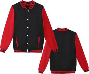 Chaqueta universitaria negra de lujo personalizada para hombre y tela de lona unisex con cuello levantado y mangas de cuero estilo Letterman - Product Image 1