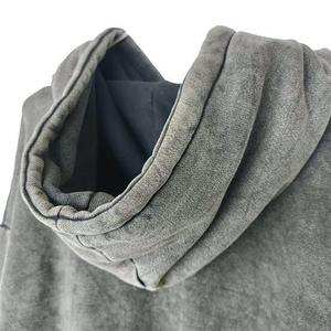 Custom High Quality Heavyweight Vintage Unisex Acid Stone Washed 100% Cotton Solid Winter Hoodies for Men - Product Image 5