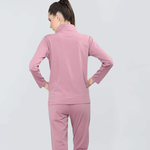 Survêtement personnalisé à fermeture éclair pour femmes, brodé, respirant et extensible, deux pièces, ensemble de vêtements de sport, veste à fermeture éclair, pantalon de jogging, gym, yoga - Product Image 4