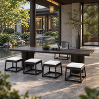 Ensemble de table basse et tabourets en teck résistant aux intempéries pour l'extérieur, hôtel, villa, jardin, OEM personnalisé