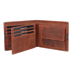 Cartera de cuero genuino de primera calidad para hombre, cierre abierto, cadena bordada, decoración, forro de algodón, gran valor, dinero, diseño corto - Product Image 1