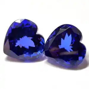Натуральный D блок Танзанит в форме сердца, свободный драгоценный камень для ювелирных изделий, ограненный драгоценный камень 12x12 мм, Синий танзанит, драгоценный камень