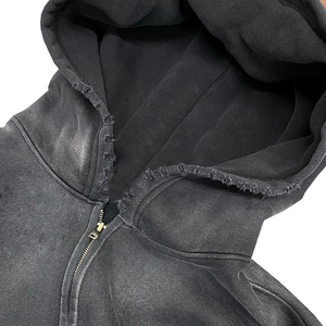 OEM Personnalisé de haute qualité Streetwear Pull à capuche vierge Surdimensionné Vintage Acid Wash Sun Faded Distressed Zip Up Hoodies pour hommes - Product Image 3