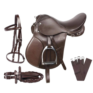 Sillín de caballo hecho de cuero genuino para carreras Sillín de equitación de alta calidad Sillín de cuero marrón para ecuestre - Product Image 1