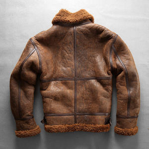 Classic Leather <b>Jacket</b> for <b>Men</b> Genuine <b>Sheepskin</b> Shearling Decoration Winter Nonwoven Warm Leather <b>Jacket</b> for <b>Men</b> - Product Image 4