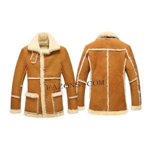 Men's Winter Long <b>Bomber</b> <b>Jacket</b> B7 Parka <b>Suede</b> Leather Coat Sheep Skin Shearling Trim Warm Filling Rancher Style OEM Available - Product Image 6