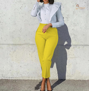 Automne Pantalon Femmes Casual Slim Taille Haute Pantalon Femmes Pantalon De Couleur Unie pour Dames - Product Image 1