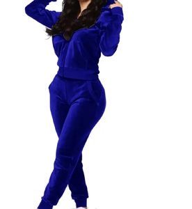 Streetwear femmes et velours recadrée ensemble Patchwork coton costumes deux pièces ensemble best-seller professionnel hiver surdimensionné survêtement - Product Image 3