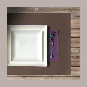 200 Uds. Manteles individuales de algodón de PVC de silicona sólida a rayas Vintage marrón 30x40cm impermeable al aire libre Decoración de mesa de boda 200 Uds marrón - Product Image 3