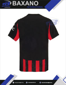 Maillot de football rouge et noir à rayures, maillot d'entraînement de football, t-shirt de football respirant à séchage rapide, col en V, 100% polyester, sportif, personnalisé - Product Image 5