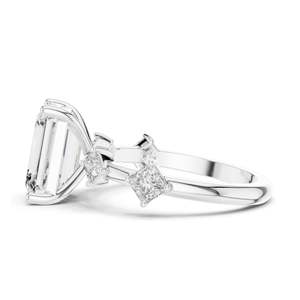 4.25 CT <b>Emerald</b>-Cut Lab Diamond Three-Stone <b>Ring</b> for Women VVS-VS EF Clarity 18KT, 14KT, 10KT Gold & 925 <b>Silver</b> - Product Image 6