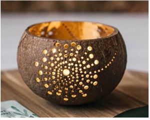 ขายส่งราคาถูกยั่งยืนกะลามะพร้าวชาแสงผู้ถือ/มะพร้าวเชิงเทียนที่มีแกะสลักเลเซอร์โลโก้ทำในประเทศเวียดนาม - Product Image 2