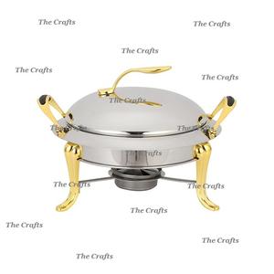 จานอุ่นอาหารสแตนเลสสตีลสำหรับเสิร์ฟอาหารสไตล์คลาสสิกสีเงิน/สีทอง - Product Image 1