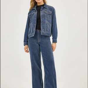 Chaqueta vaquera elegante de otoño para mujer, patrón sólido, procesamiento de punto transpirable, forro de licra, bolsillo versátil, prendas de vestir exteriores informales - Product Image 6