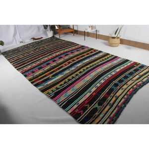 Alfombra Vintage Extra Grande, Alfombra Turca de 6.8x13.7 pies, Alfombra de Lana Kilim Negra - Product Image 2