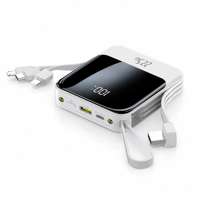 QSF 2025 BARU ultra Slim Mini Portable Power Bank 20000mAh 3 Kabel Layar LED PD 22.5W Pengisian Cepat Penyangga Tali Gantungan