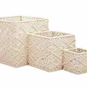 ตะกร้าใส่ของทำจากผ้าฝ้ายทำมือมาเรียพร้อมด้ามจับอุปกรณ์จัดระเบียบสำหรับตกแต่งบ้านห้องนอนหรือห้องนั่งเล่น - Product Image 6