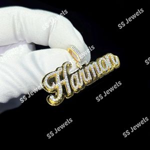 Custom VVS1 Moissanite Diamond <b>Name</b> Pendant 925 <b>Silver</b> Cursive Letter Stylish Hip Hop Style Perfect Anniversary Gift - Product Image 1