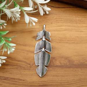 Collar con Colgante de Cadena Tribal Boho de Latón Antiguo y Plata, con Diseño de Hoja y Pluma, Joyería de Moda, Colgantes y Dijes - Product Image 4