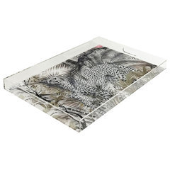 Plateau Ramadan en acrylique or de qualité supérieure fabriqué à la main avec belle écriture arabe pour café, thé et décoration de fête - Product Image 2