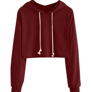 Sweat à capuche femme en polyester polaire Fashionfit Crop pour l'hiver avec logo Technique lavée haut court sweat femme - Product Image 4