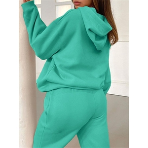 Nouveau Élégant Logo Personnalisé Solide Bouton Survêtement Crop Tops Hoodies Jogging Survêtement 2 Pièces Ensemble Femmes en Gros - Product Image 3