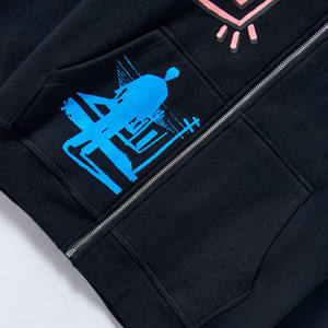 Sweats à capuche zippés avec logo intégral personnalisés de haute qualité en polyester long imperméable et tricoté pour hommes saison d'hiver OEM faibles QMC - Product Image 6