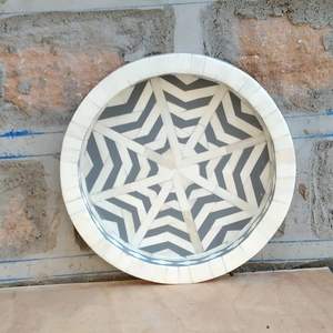 CLICK TRAY Plateau de service fait à la main Incrustation d'os de luxe Ramadan Petit déjeuner Nourriture Fruits Café Thé Plateau décoratif à bas - Product Image 2