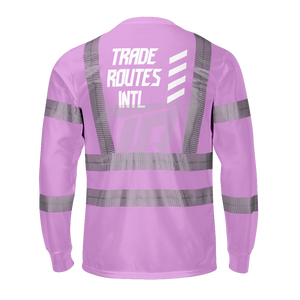 B2B Wholesale Pink Workwear Set Hi Vis Industrial Use <b>Overall</b> with Bib Button Shirt Crew Necks Custom Logos Waterproof Fabrics - Product Image 3