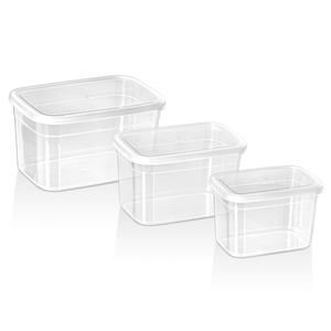Ensemble de 3 récipients alimentaires transparents en plastique pour épices, réutilisables, empilables, sans BPA, écologiques, hermétiques et de grande taille - Product Image 1