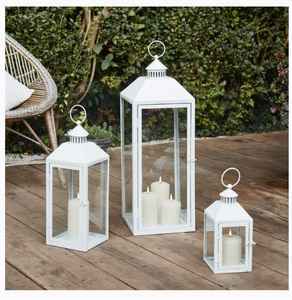 Farol de Latón Tradicional de Nuevo Diseño con Acabado de Recubrimiento en Polvo Blanco para Decoración de Jardín, Colgante y de Mesa - Product Image 1
